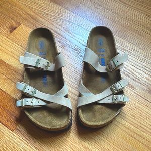 Birkenstock Women's Franca Soft Footbed Nubuck Leather Sandals size 37